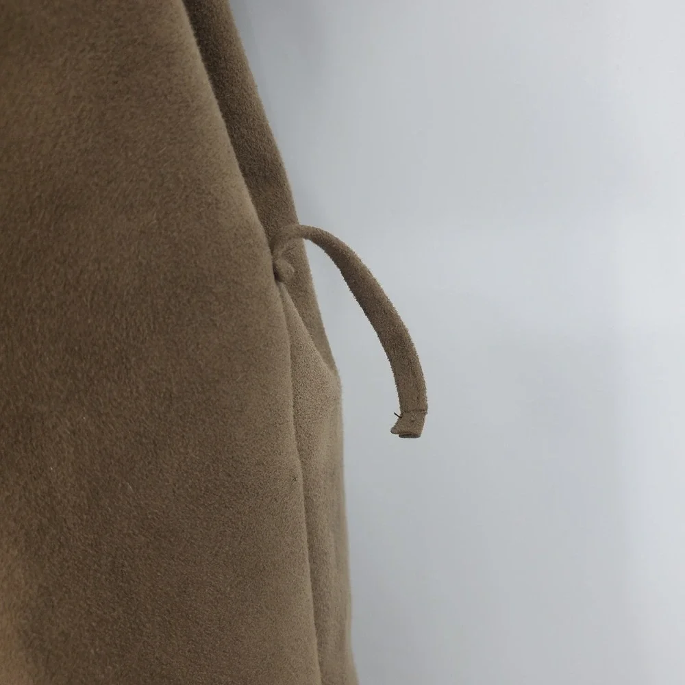 Vintage Neiman Marcus Alcantara Faux Suede Trench Coat Double Breast Tan Duster